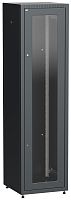 ITK Шкаф сетевой напольный LINEA E 33U 600х600мм стеклянная передняя дверь задняя металлическая черный | код LE05-33U66-GM | IEK